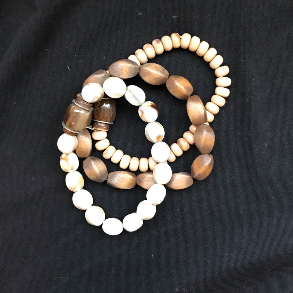Wood-look elastic bracelet set